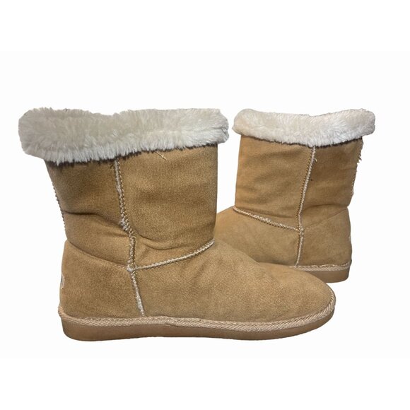 Fur lined suede button closure 7 winter snow ankle boot Y2K - Picture 6 of 7